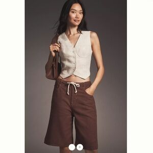 Anthropologie Pilcro Linen Blend Drawstring Bermuda Shorts